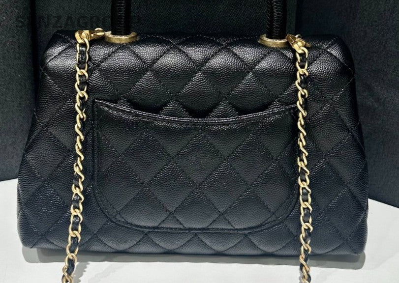 Chanel Cocohandle PM Top Handle Bag Chain Crossbody Black Gold Women Classic