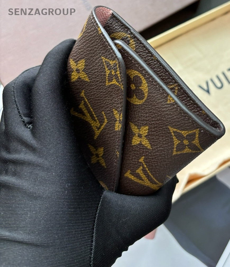 Louis Vuitton Monogram Wallet Brown Pink Women Full Set