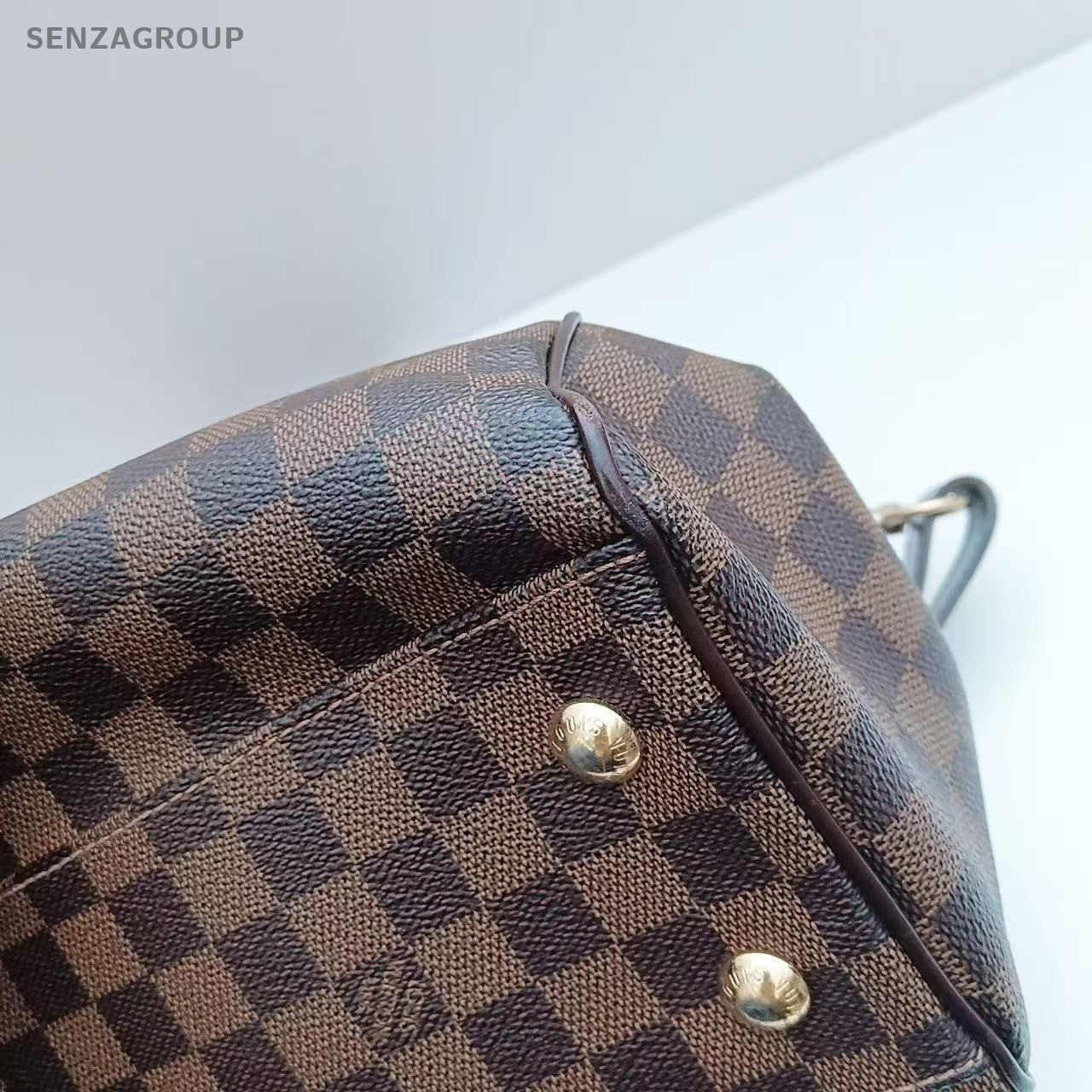 Louis Vuitton Trevi Damier Ebene Top Handle Shoulder Tote Brown Women Classic