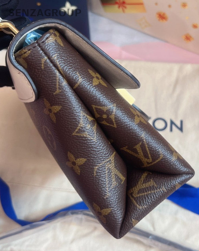 Louis Vuitton Locky BB Monogram Top Handle Bag Crossbody White Brown Women