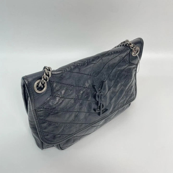 YSL Saint Laurent Niki Medium Black Oil Wax Leather Crossbody Bag For Women
