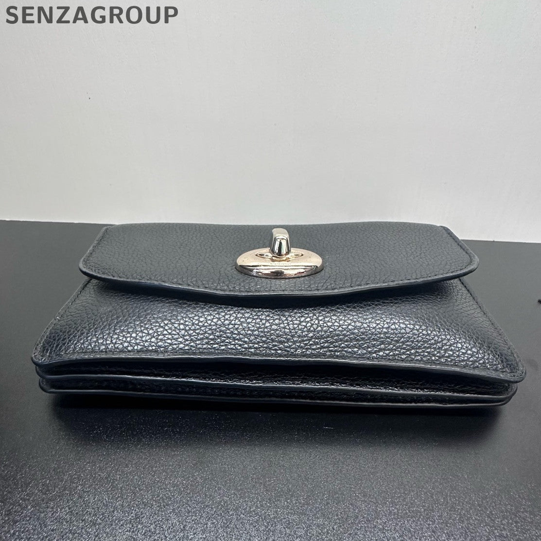 Coach Turnlock Chain Clutch Bag Black Gold Classic Women's Shoulder Bag