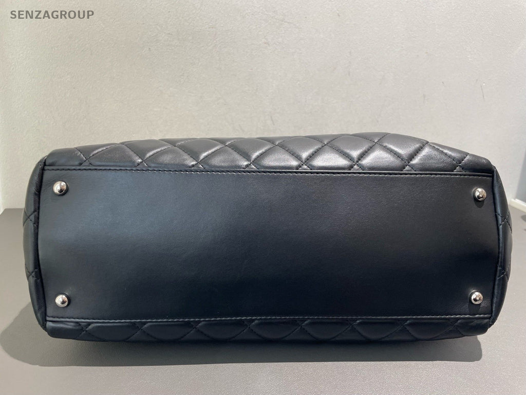 Chanel Large shopping Tote Chain Black Silver Shoulder Bag Diamond Women Classic