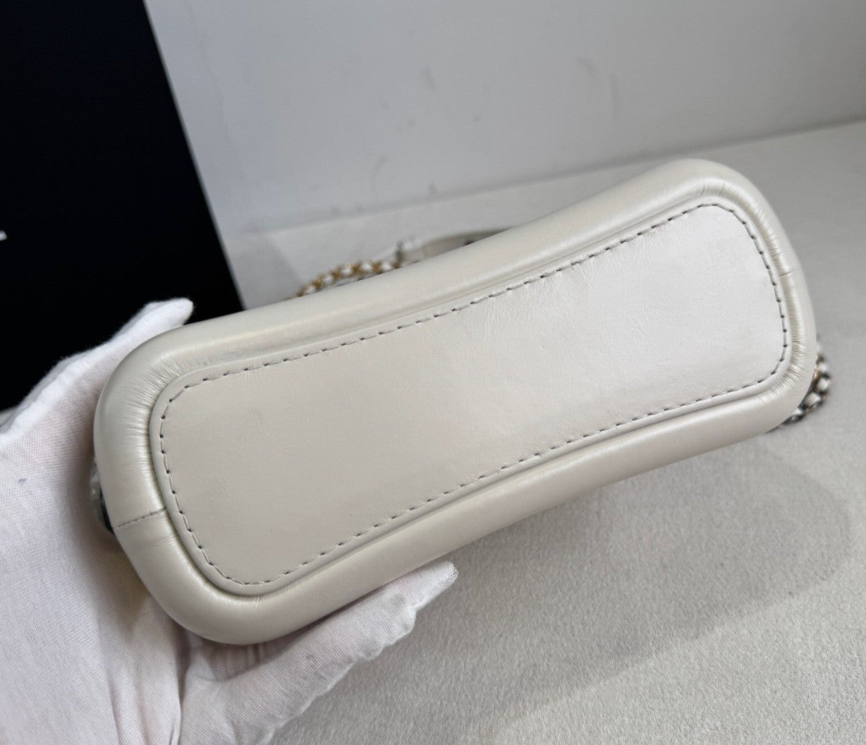 Chanel Gabrielle PM Chain Shoulder Bag Crossbody White Gold Used Women Classic