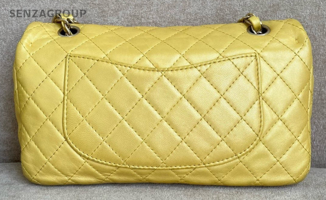 Chanel Classic Flap Chain Shoulder Bag Crossbody Yellow Women Designer