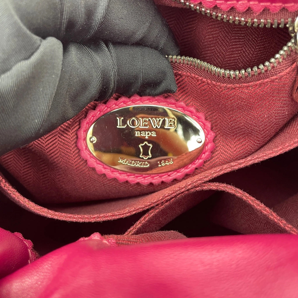 Loewe Pink Leather Fringe Bucket Bag For Women