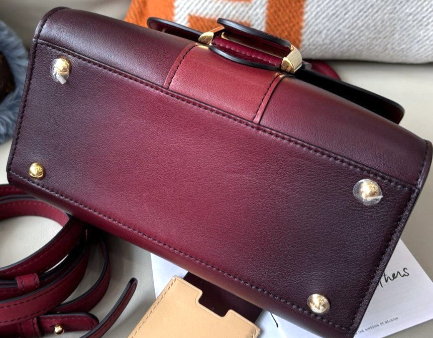 Delvaux Brilliant mini Top Handle Shoulder Crossbody Bag Warm Red Women