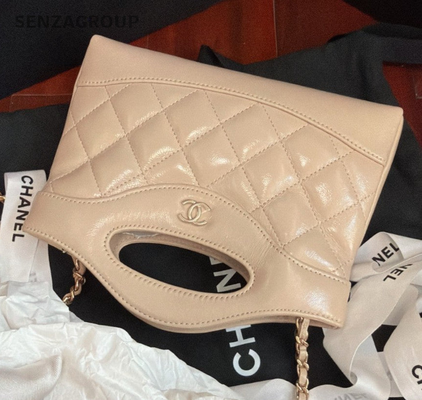 Chanel 31bag Nano Lambskin Top Handle Shoulder Crossbody Beige Women Classic