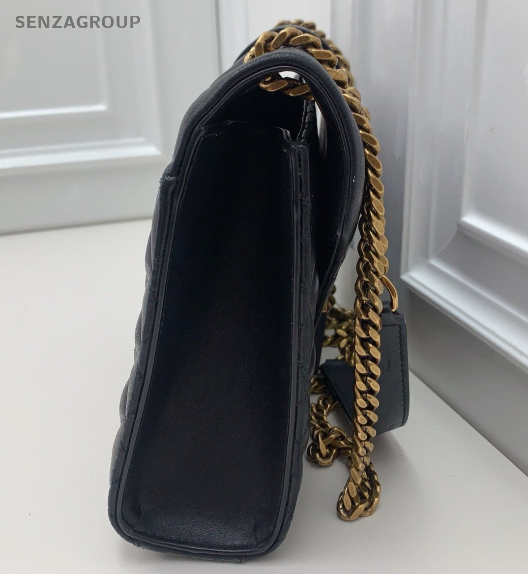 Saint Laurent Envelope Chain 2Way Crossbody Shoulder Bag Black Gold Women