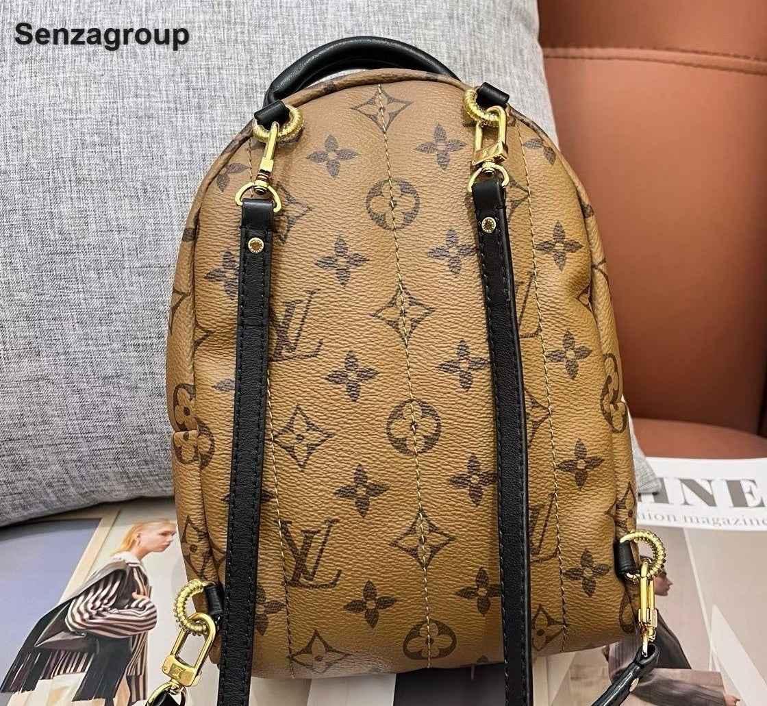 Louis Vuitton Palm Springs Mini Monogram Backpack Brown Gold Used Women Classic