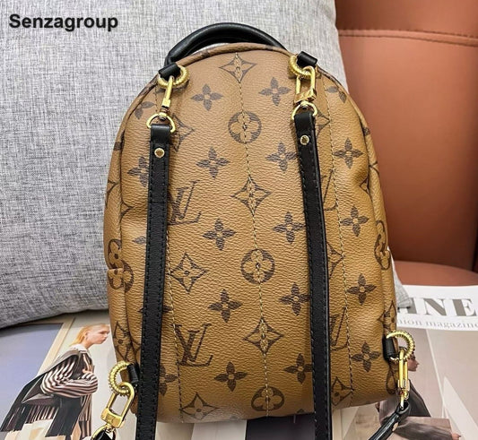 Louis Vuitton Palm Springs Mini Monogram Backpack Brown Gold Used Women Classic