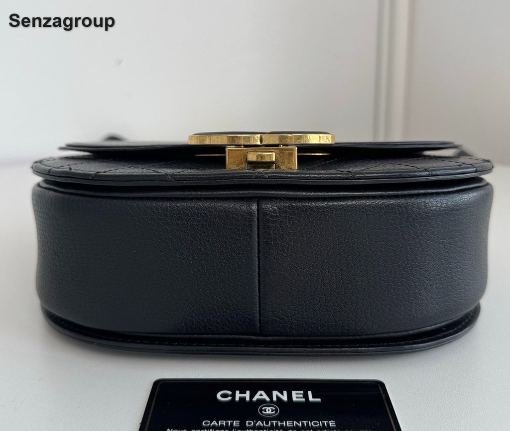 Chanel Cuba Calfskin Top Handle Crossbody Black Gold Women Classic Fashion