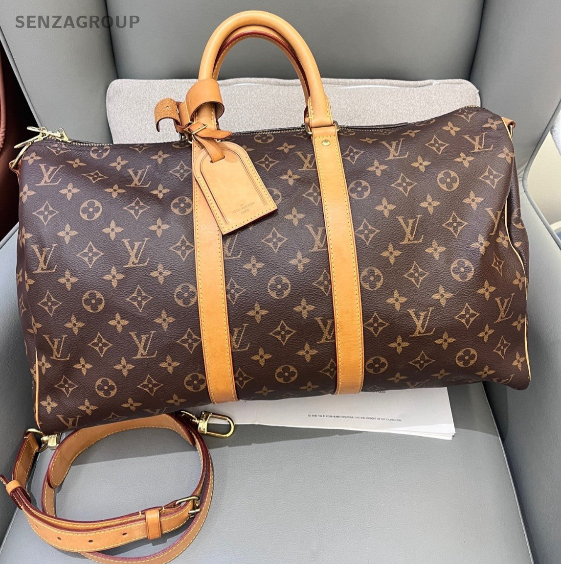 Louis Vuitton Keepall45 Monogram Top Handle Bag Crossbody Brown Unisex Adults