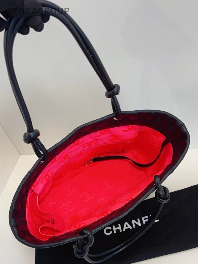 CHANEL Combom Tote so black CC Logo Shoulder bag Black Women