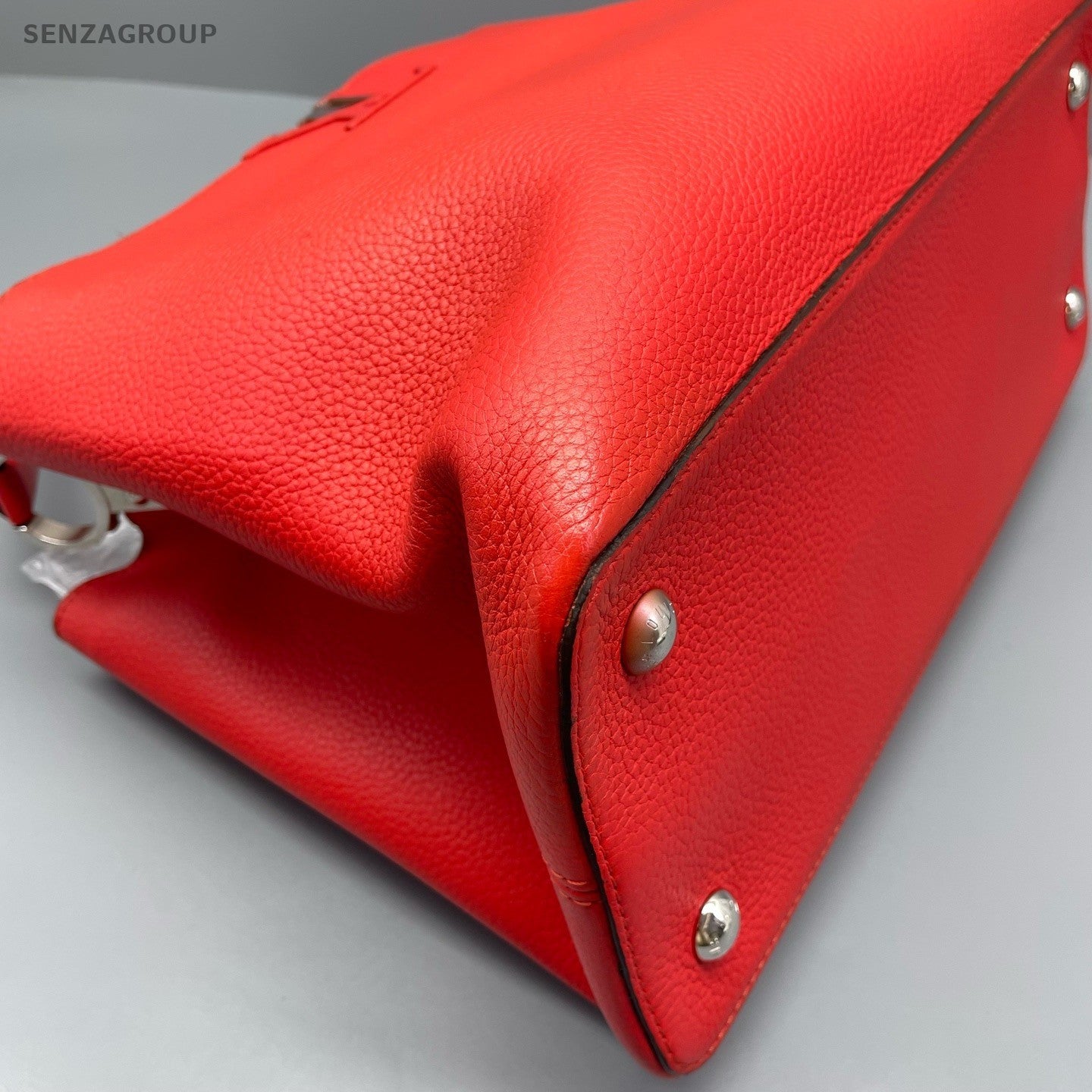 Louis Vuitton Capucines GM Top Handle Bag Red Silver Used Women Classic