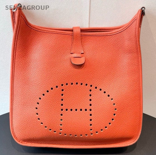 HERMES Evelyne29 Shoulder Bag Crossbody Orange Silver Used Women Classic