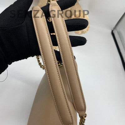 Saint Laurent Beige Gold Chain Shoulder Bag Classic Fashion Women