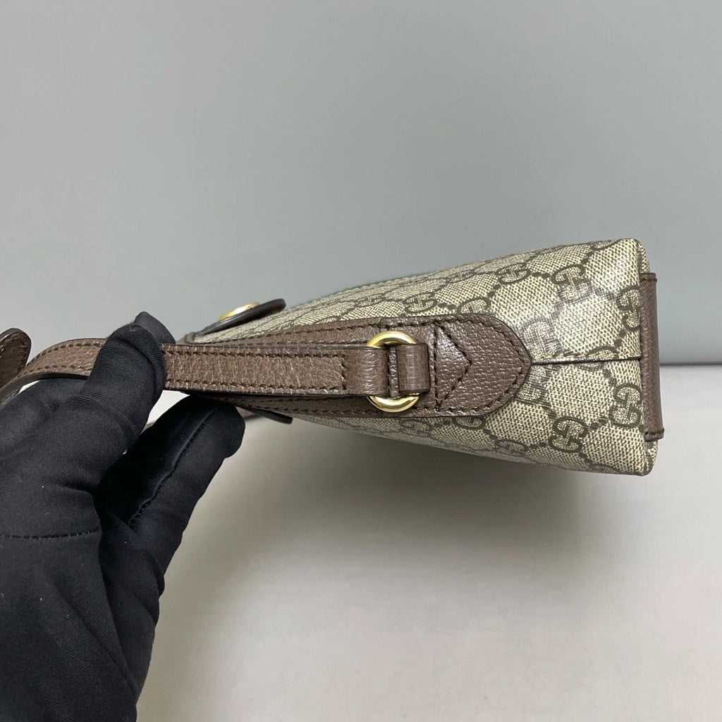 Authentic Gucci Ophidia Bell Bag Shoulder Crossbody Bag Brown Gold Hardware