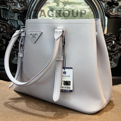 Prada Double Bag Small Purple Silver Tote Shoulder Bag Classic Women