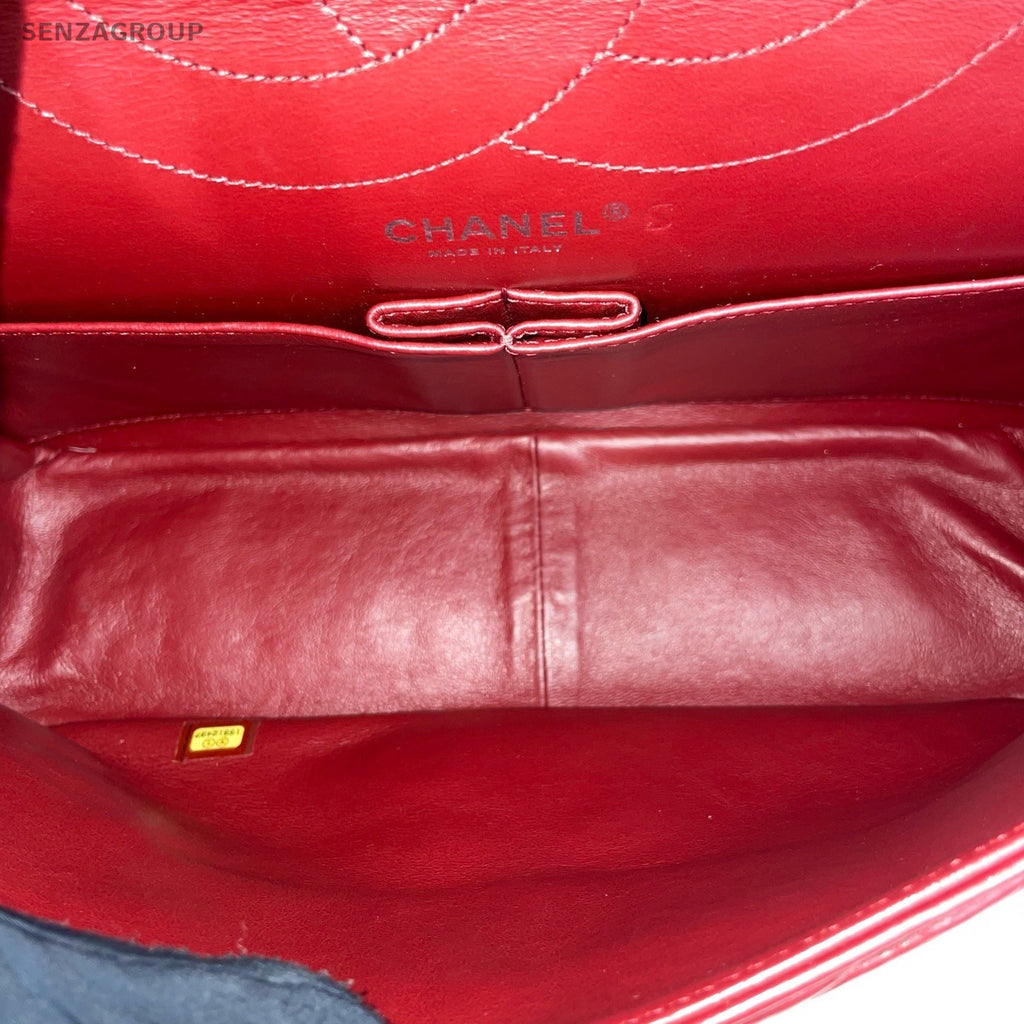 Chanel Classic Flap GM Calfskin Chain Shoulder Bag Red Silver Used Women Vintage