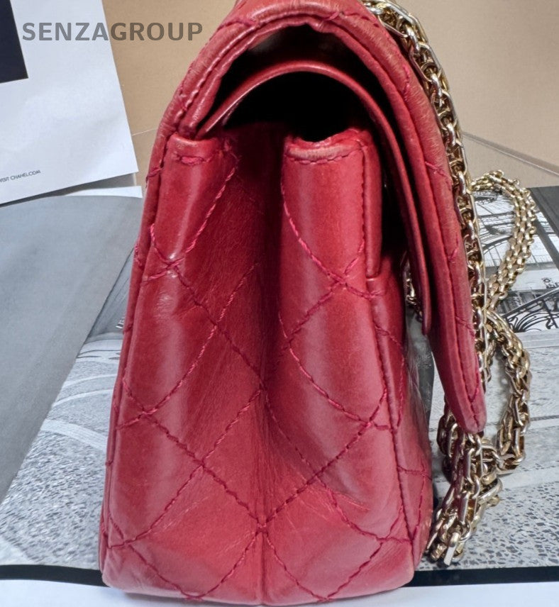 CHANEL 2.55 Calfskin PM Chain Shoulder bag Red Women Classic