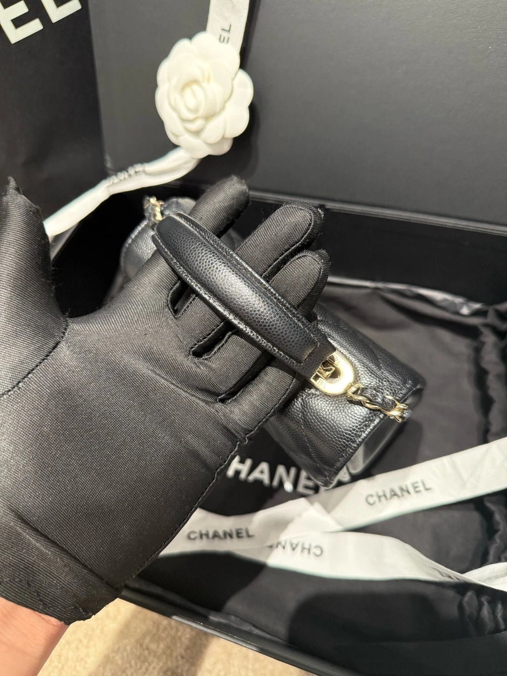 CHANEL Calfskin Top Handle Kelly Handbag For Women