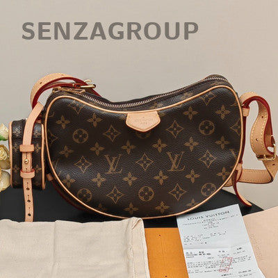Louis Vuitton Monogram Zip Shoulder Crossbody Bag Brown Gold Buckle