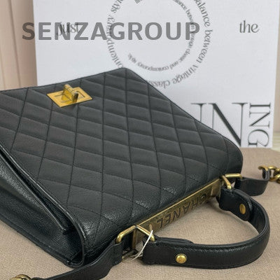 Vintage Chanel 2.55 Classic Flap Black Quilted Leather Handbag