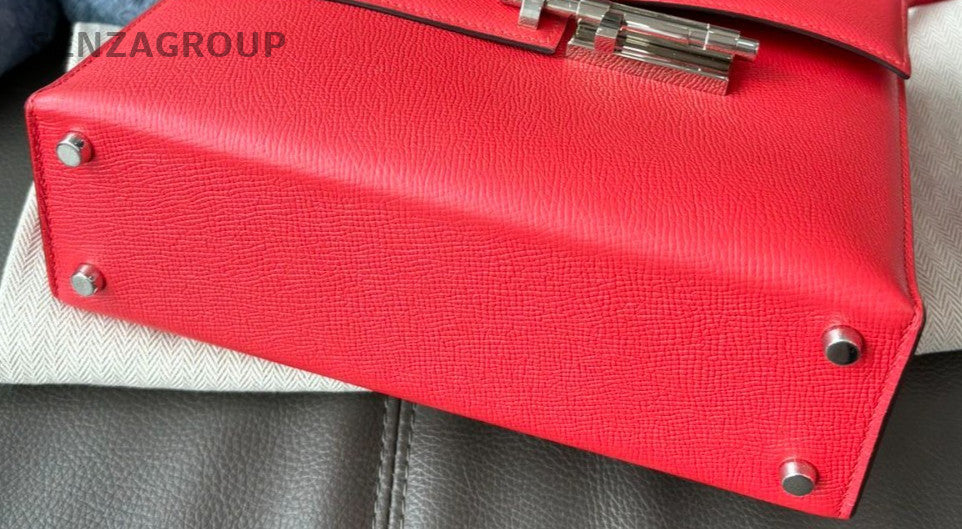 Hermes Verrou23 Epsom Shoulder Bag Crossbody Pink Silver Women Classic Designer