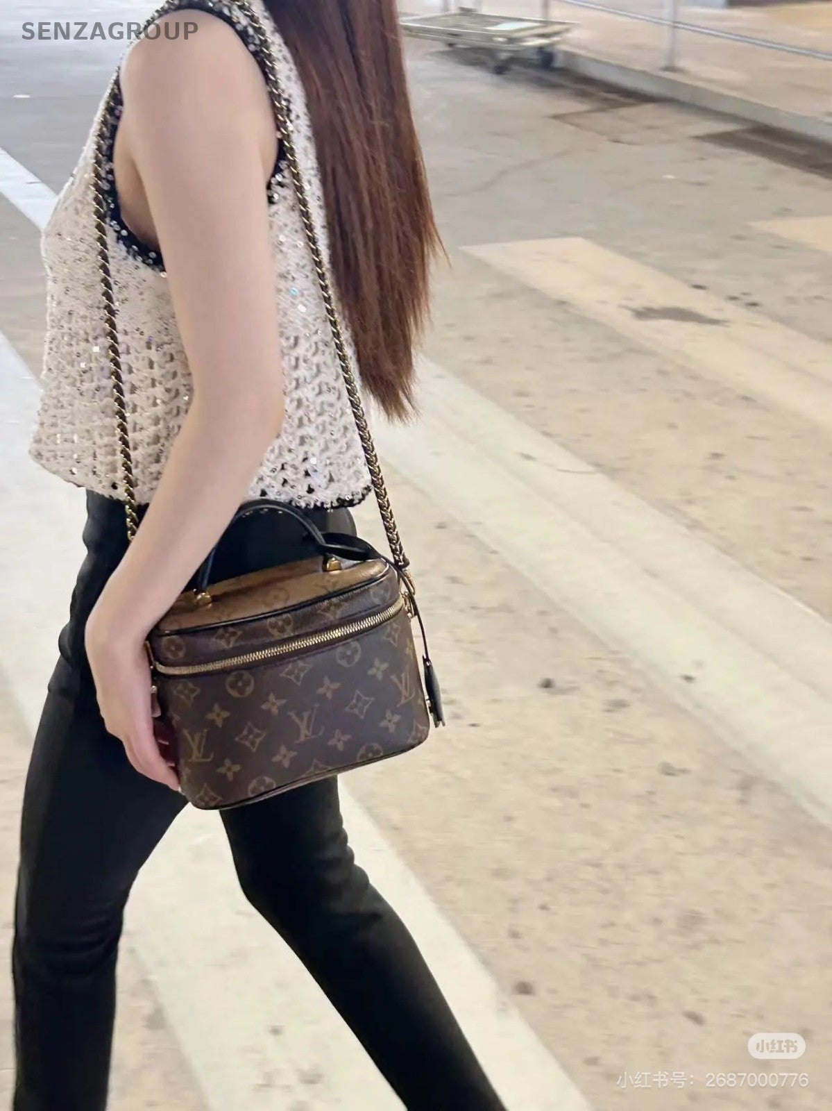 Louis Vuitton Monogram Cosmetic Case Shoulder Crossbody Bag Women Brown