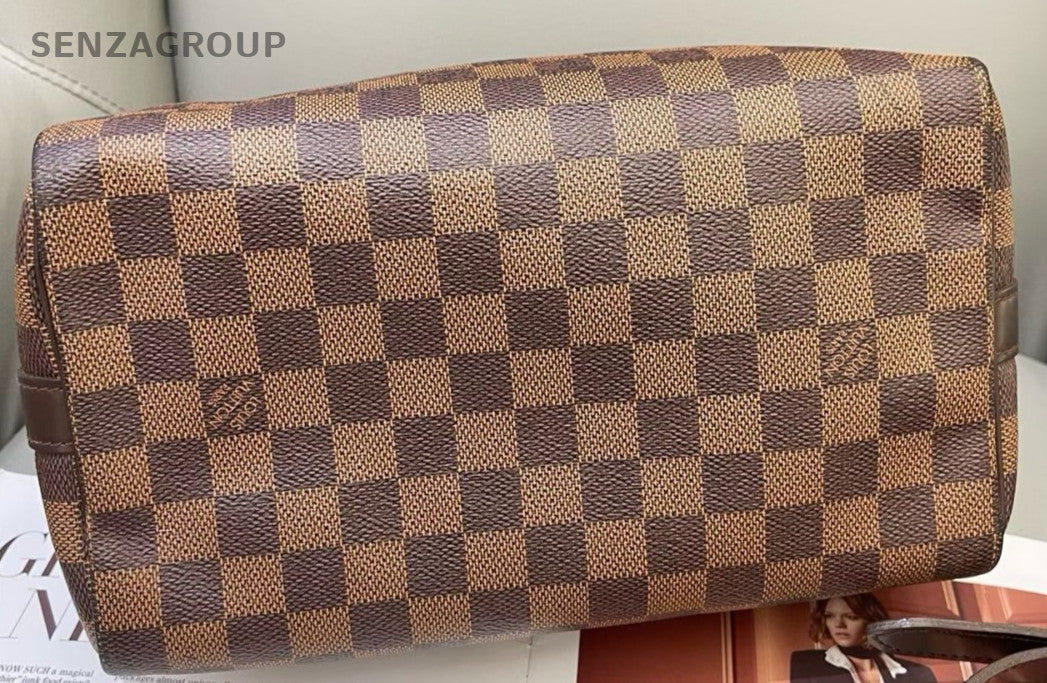 Louis Vuitton Speedy25 Monogram Top Handle Bag Brown Gold Women Classic