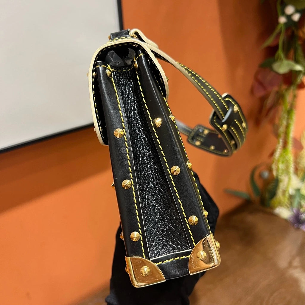 Louis Vuitton Souhali Black Gold Mini Goatskin Handbag For Women