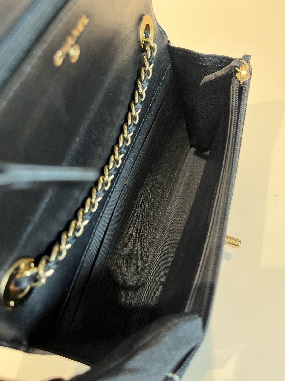 Chanel Trendy CC WOC Quilted Chain Shoulder Crossbody Bag Black Gold