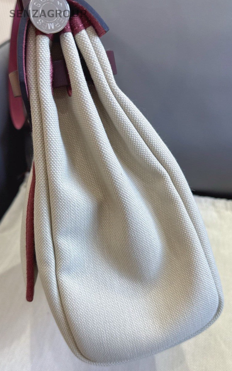 Hermes Herbag31 Top Handle Bag White Red Used Women Classic Designer