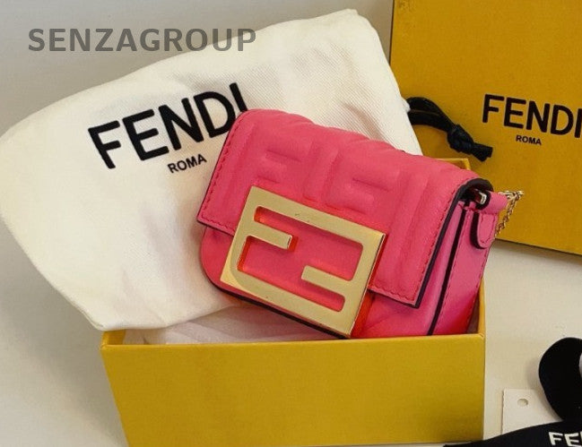 Fendi Nano Baguette Purse Chain bag mini Pink Gold Women