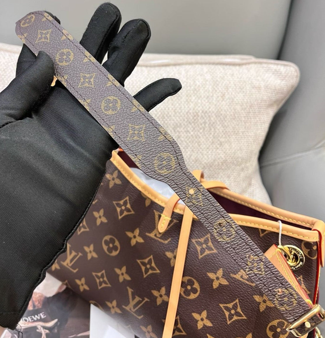 Louis Vuitton Carryall BB Monogram Canvas Chain Shoulder Bag Crossbody Women
