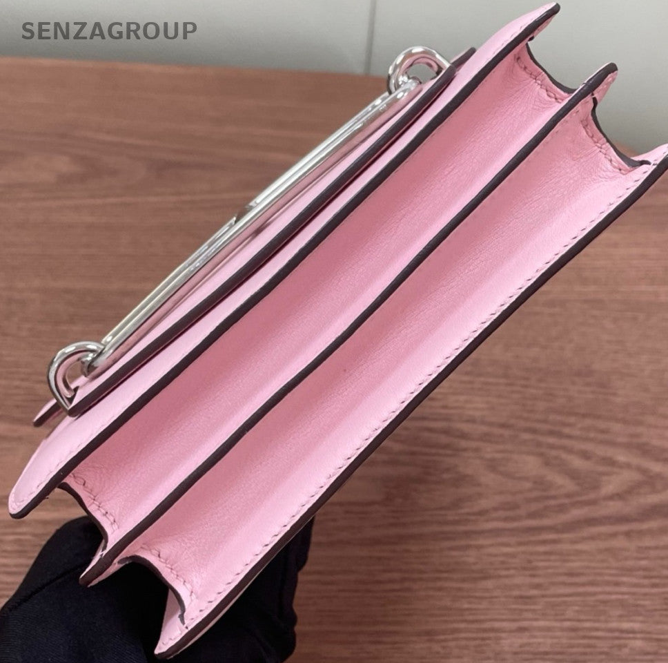 Hermes Roulis 2Way Shoulder Bag Crossbody Pink Silver Women Classic Designer