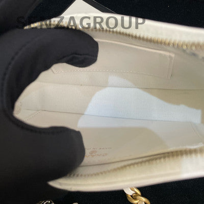 Chanel 19 Bag White Gold Chain Shoulder Crossbody Quilted Women's Fashion