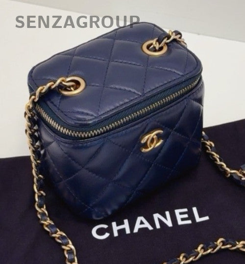 CHANEL Box mini Golden ball Chain Strap Shoulder handbag Navy Blue Women