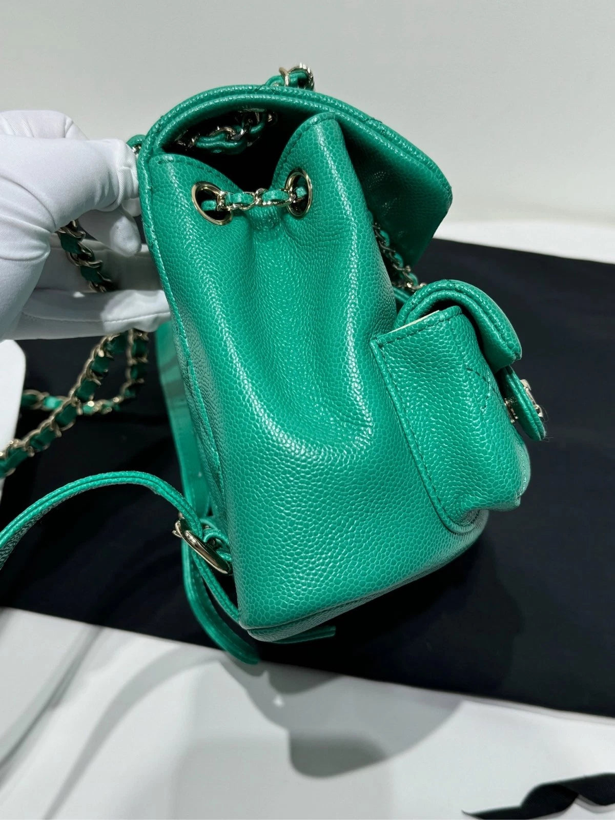 CHANEL Mint Green Grained Leather Small Duma Backpack For Women