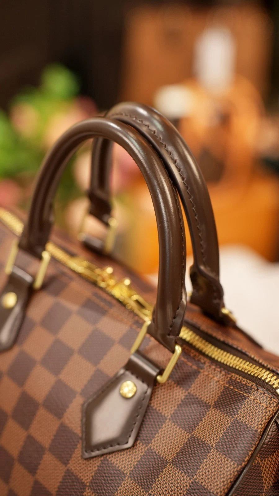 Louis Vuitton Speedy25 Damier Brown Shoulder Bag Top Handle Bag Excellent