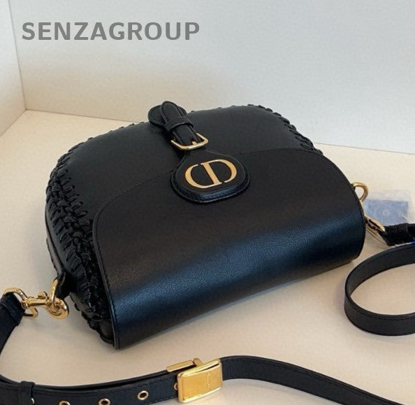 Christian Dior Bobby Frame MM Calfskin Shoulder bag Women Crossbody Black Gold