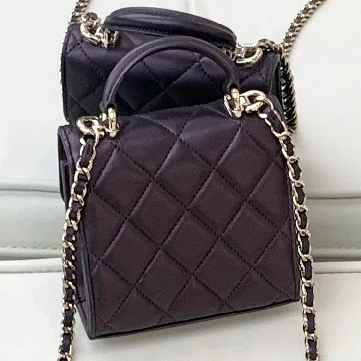 Chanel Lambskin Chain Top Handle Crossbody Bag Red Gold Hardware Women S