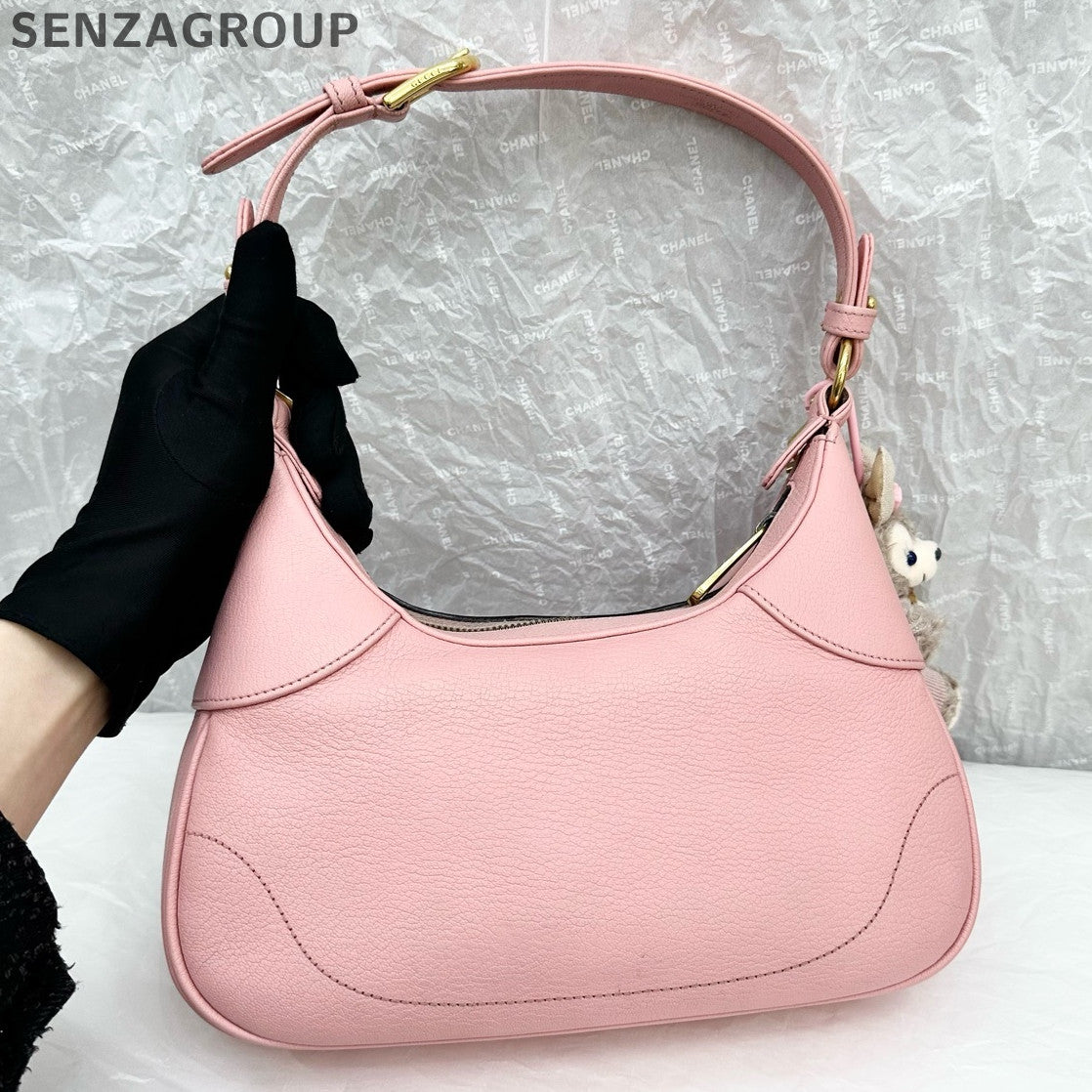 Gucci Aphrodite Small Crescent Shoulder Bag in Pink Gold - Fashion Women