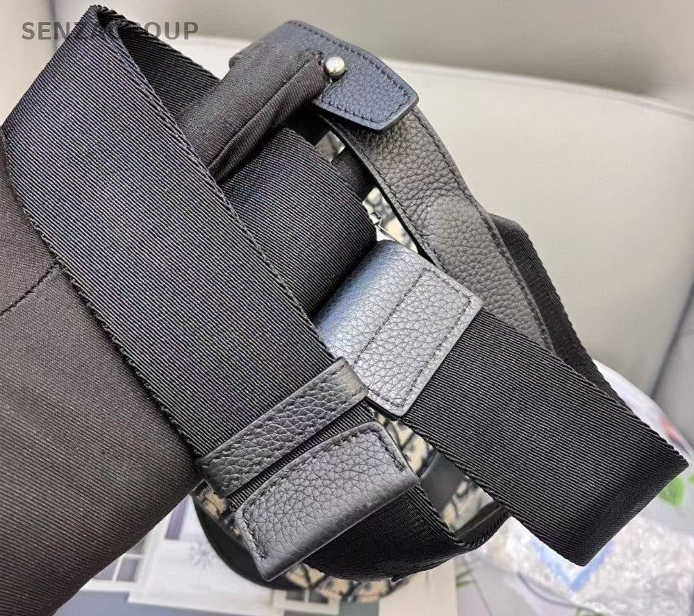 Christian Dior Oblique Canvas Saddle Shoulder Crossbody Bag Black Unisex Adults