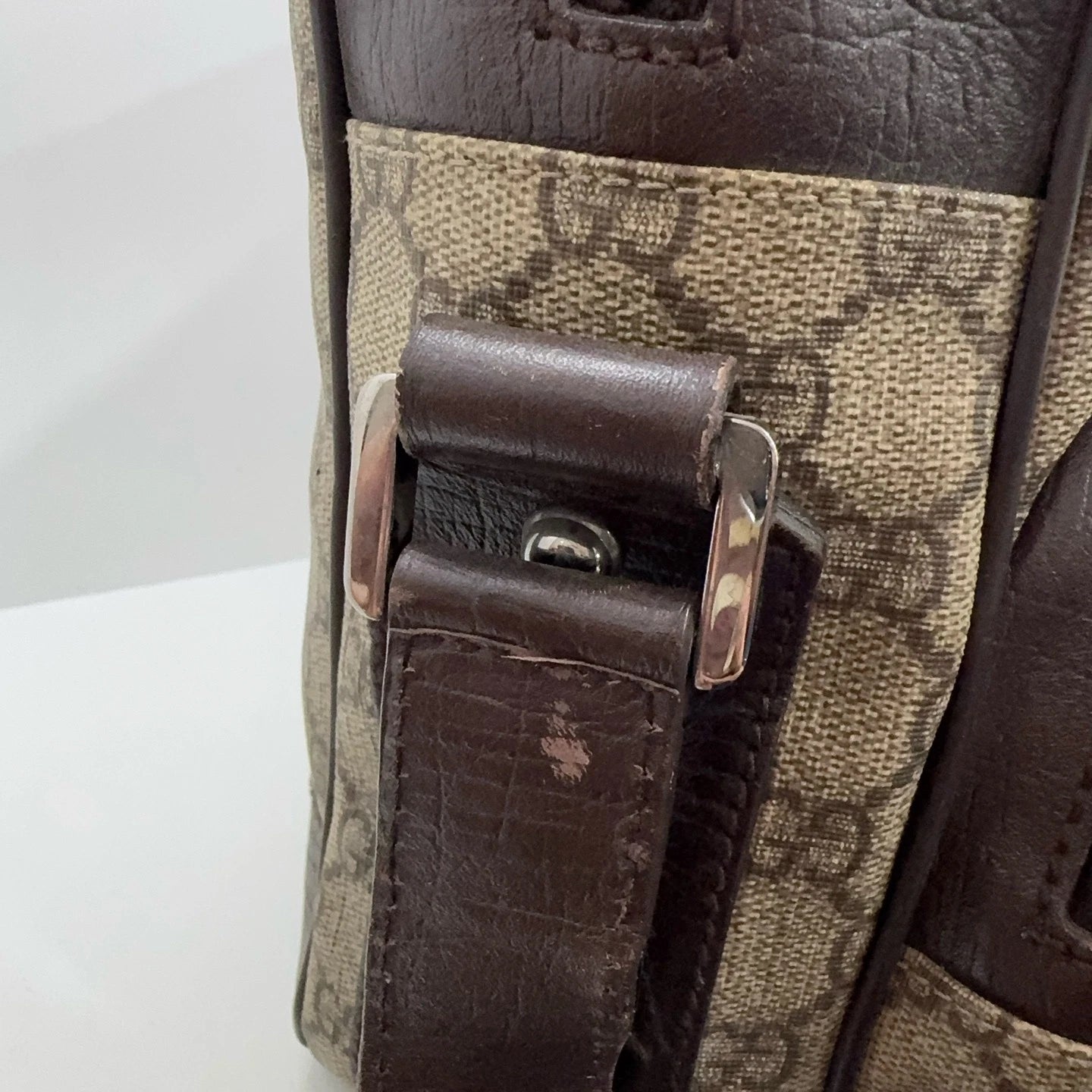 GUCCI Monogram Canvas Double Layer Reporter Shoulder Crossbody Bag For Women