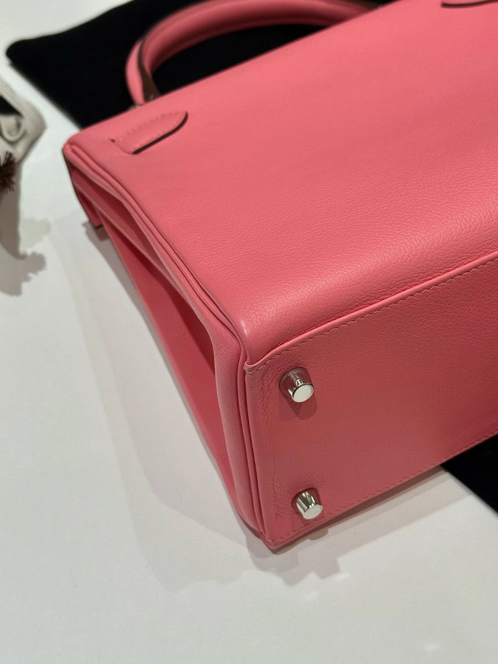 Hermes Kelly28 Top Handle Crossbody Pink Silver Women Fashion Classic