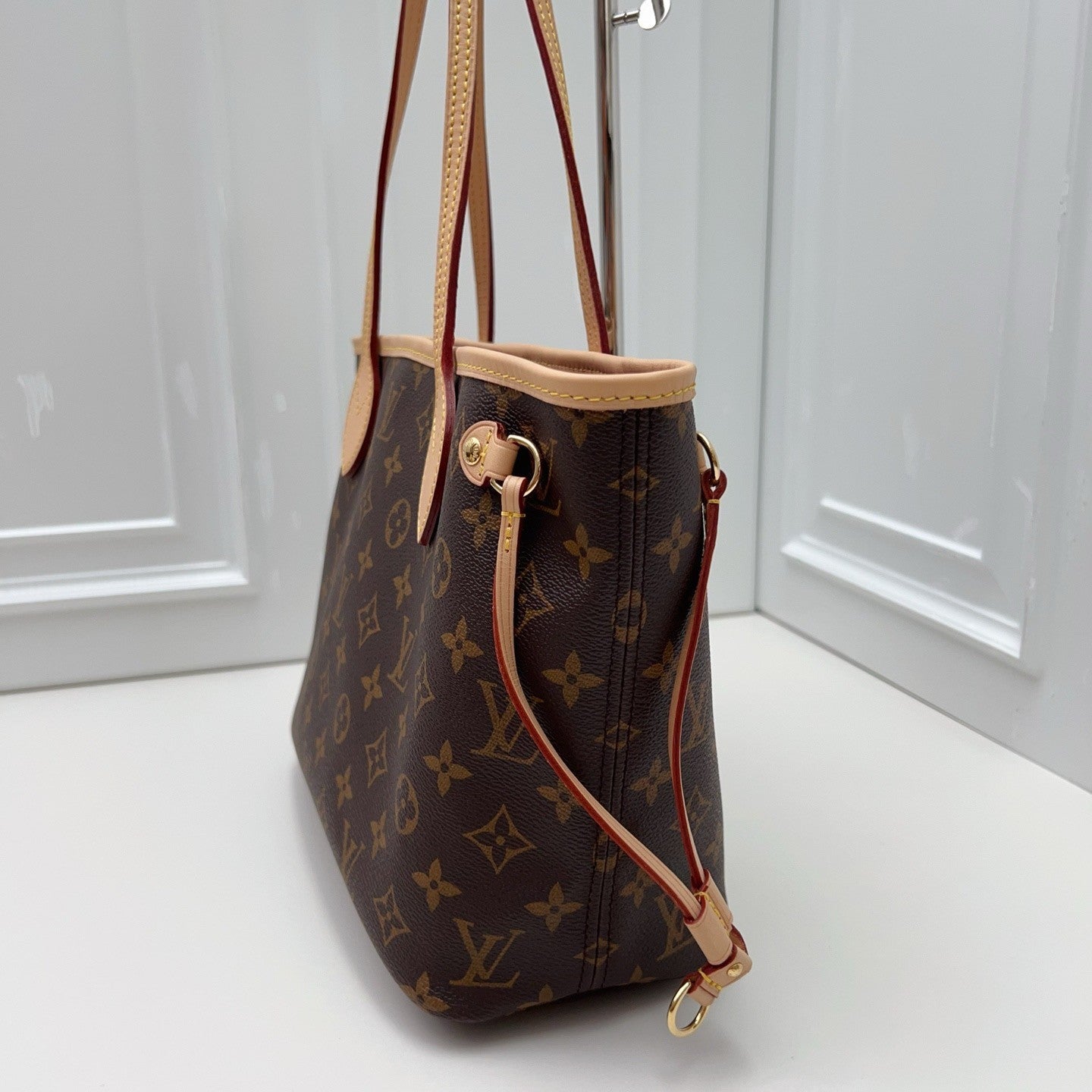 Louis Vuitton Neverfull PM Monogram Shoulder Bag Brown Gold Women Classic
