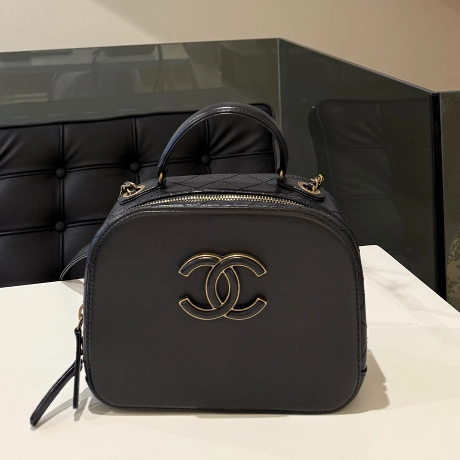 Chanel Classic Camera Bag Black Gold Chain Shoulder Crossbody Bag