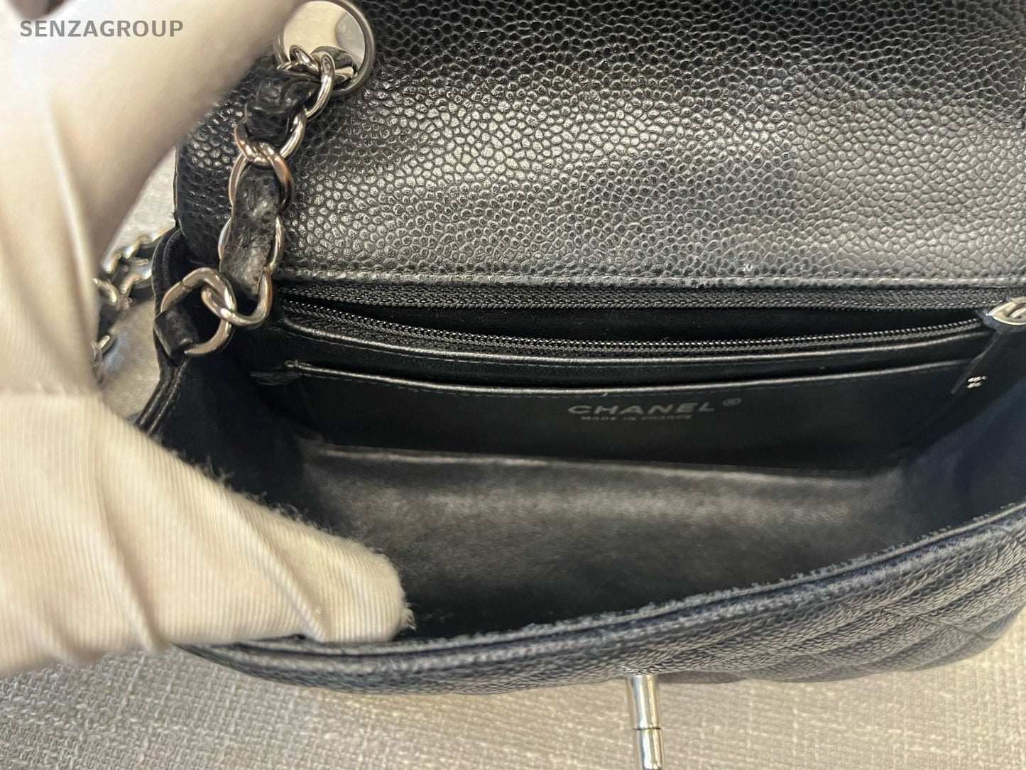 Chanel Classic Flap Mini Chain Shoulder Bag Crossbody Black Silver Women Fashion